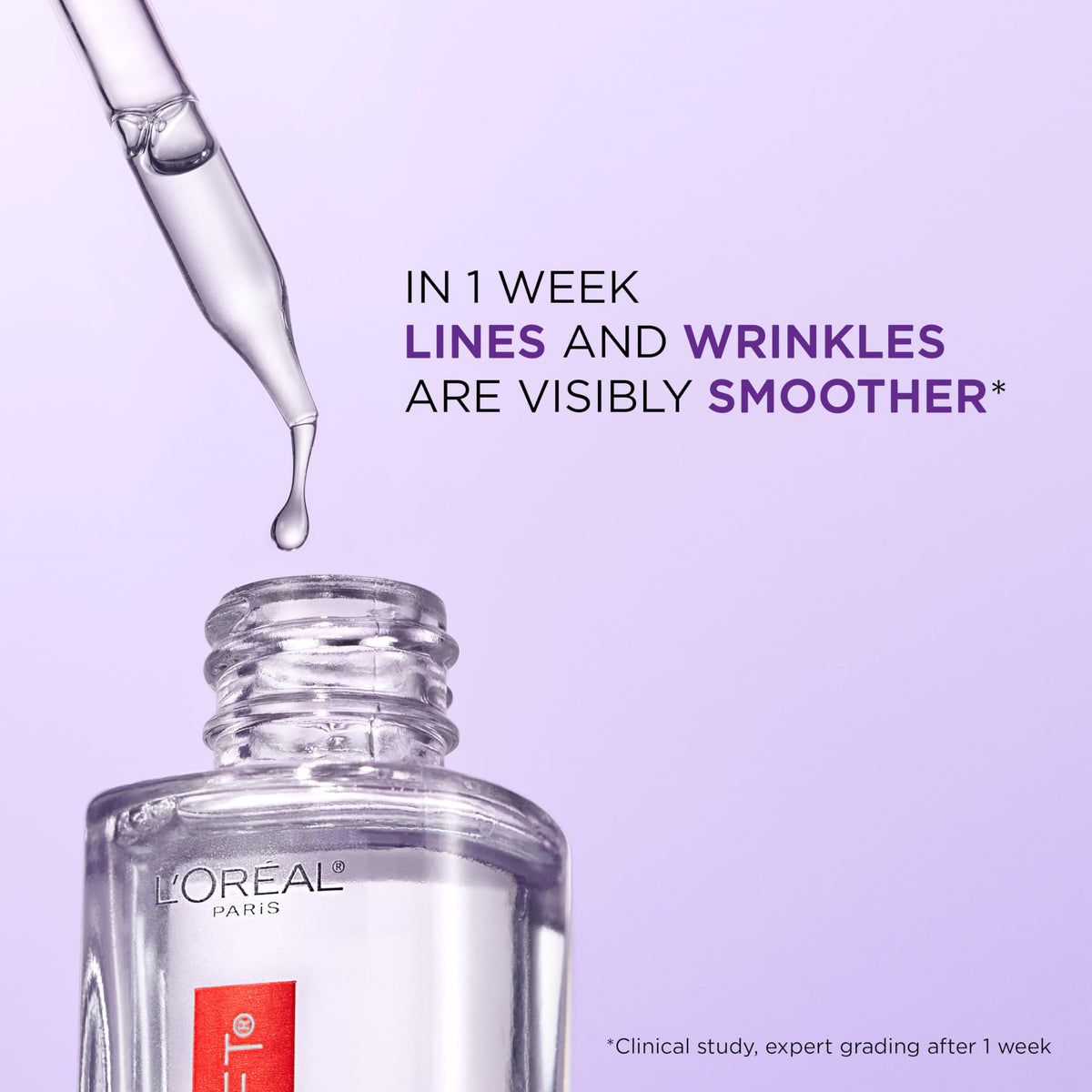 L'Oreal Paris Revitalift hyaluronic serum application highlighting lightweight hydration.