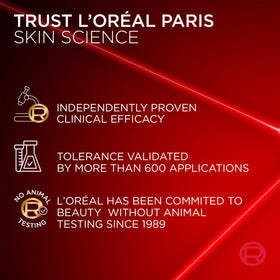 L'Oreal Paris Revitalift Laser Renew Night Cream before-and-after look shows smoother skin texture.