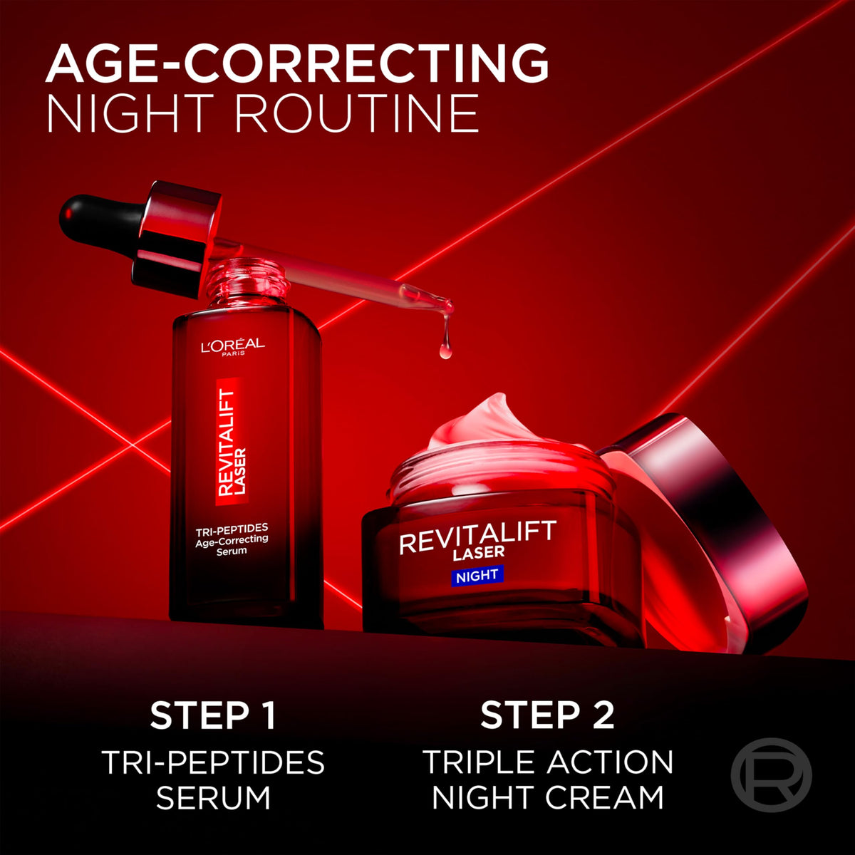 Ingredient spotlight on fragmented Hyaluronic Acid for deep hydration in L'Oreal Paris Revitalift Laser Renew Night Cream.