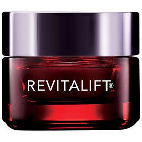 L'Oreal Paris Revitalift Triple Power moisturizer jar closeup hints at firmer-looking skin.
