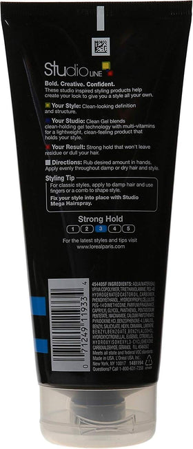 L’Oréal Paris Studio Line Clear Minded Clean Gel bottle close-up emphasizes easy rinse and natural shine.
