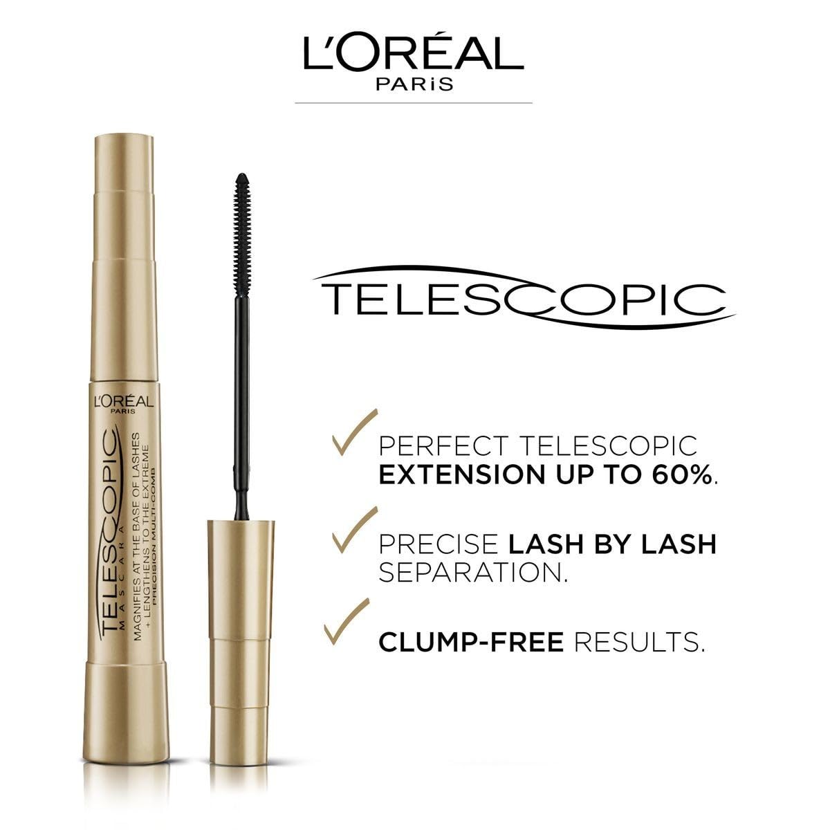 L'Oreal Paris Telescopic Mascara wand in action defines lashes