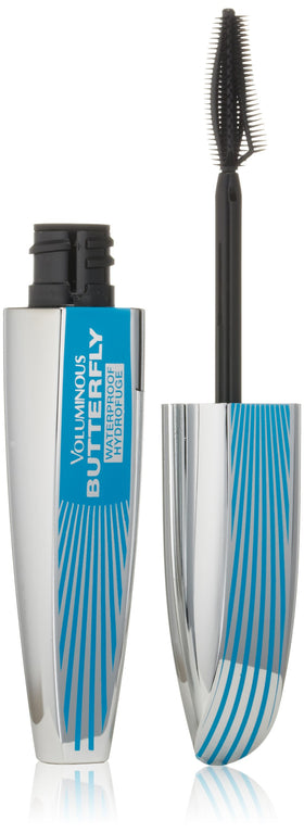 L’Oréal Paris Voluminous Butterfly waterproof mascara bottle close-up, waterproof formula for all-day wear.