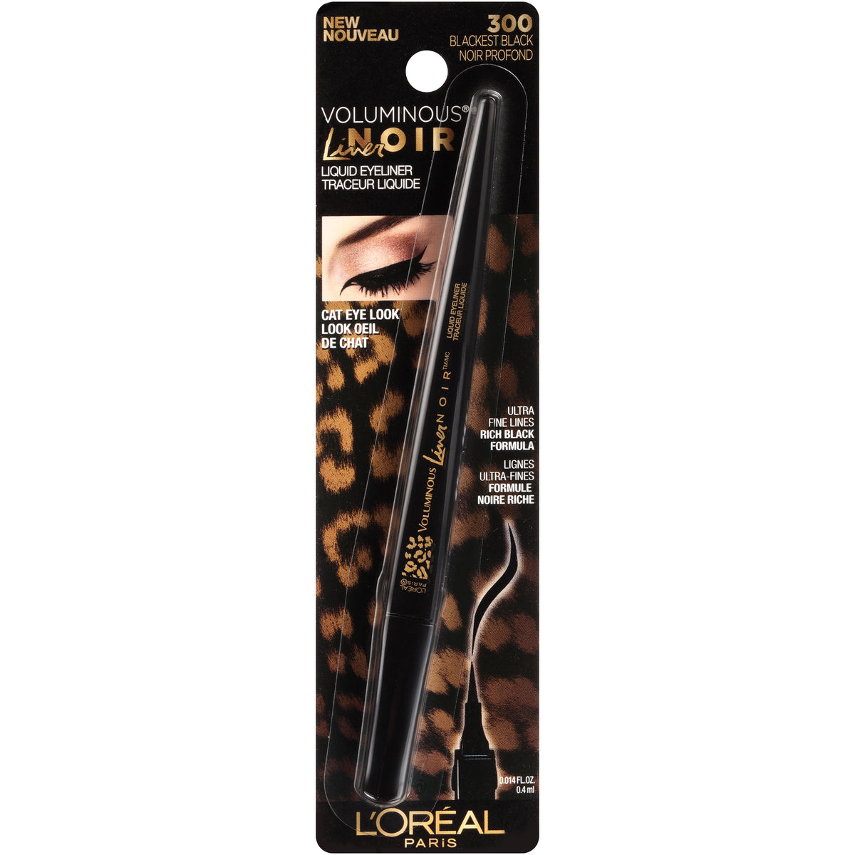 L'Oreal Paris Voluminous Liner Noir winged cat-eye demonstration with smooth line