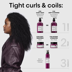 L’Oréal Professionnel Paris Curl Expression Rich Mask ingredients closeup featuring hibiscus seed and glycerin.