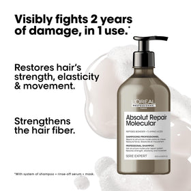 L'Oréal Professionnel Paris Absolut Repair label highlighting five amino acids