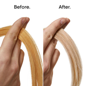 Creamy texture of L’Oréal purple conditioner ready for smooth, even application
