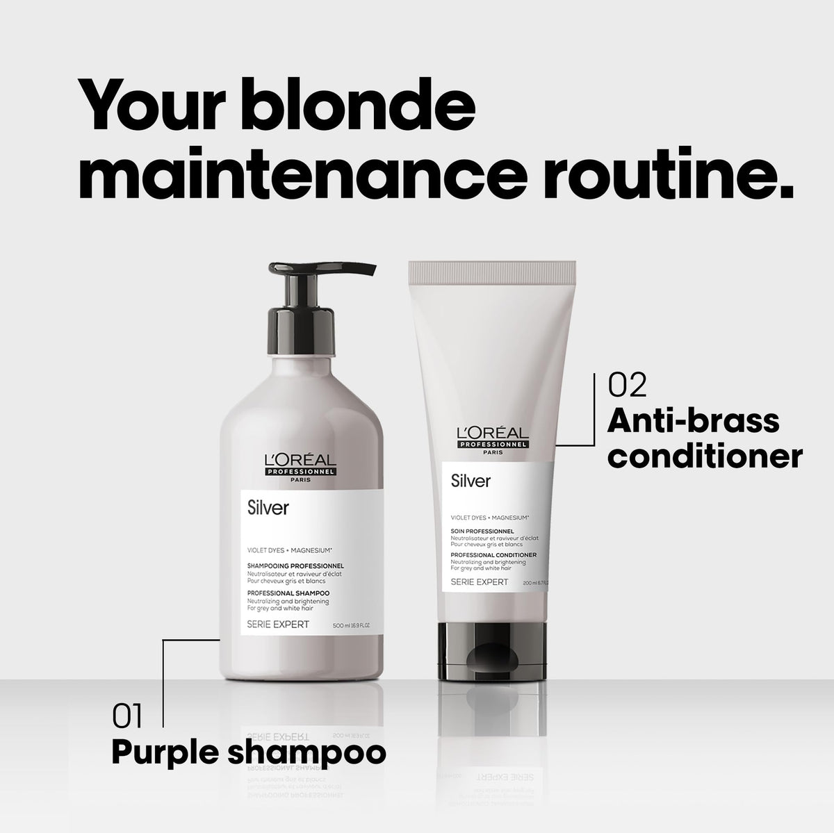 L’Oréal Professionnel Paris Color Depositing Purple Conditioner being poured into hand