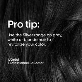 L’Oréal Professionnel Paris Color Depositing Purple Conditioner swatch shows neutralized yellow tones