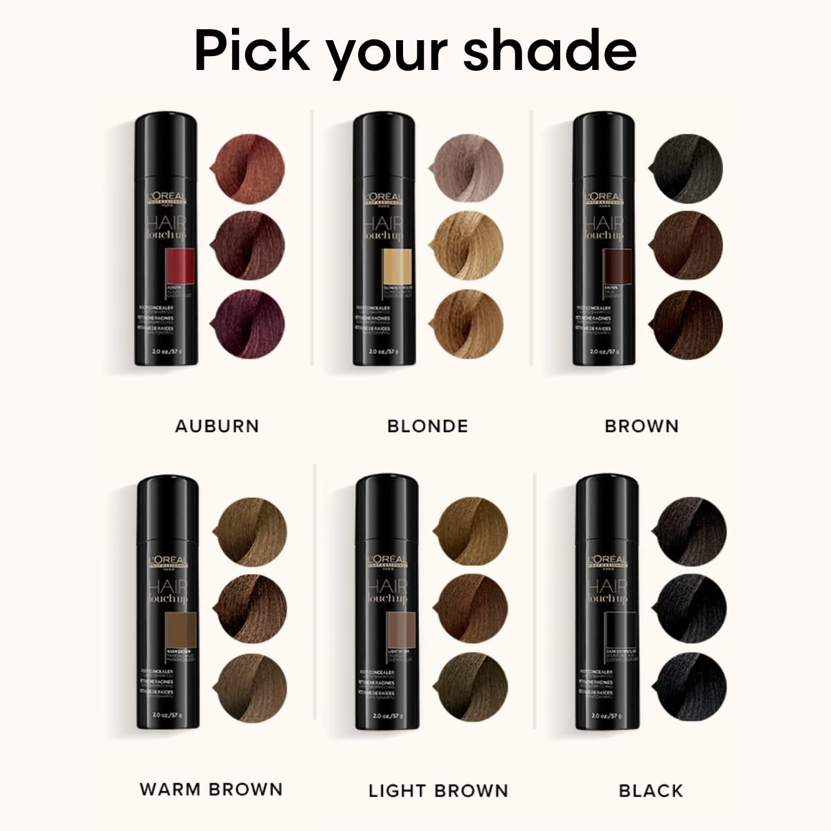 L’Oréal Professionnel Paris Hair Touch Up auburn coverage for natural-looking greys.