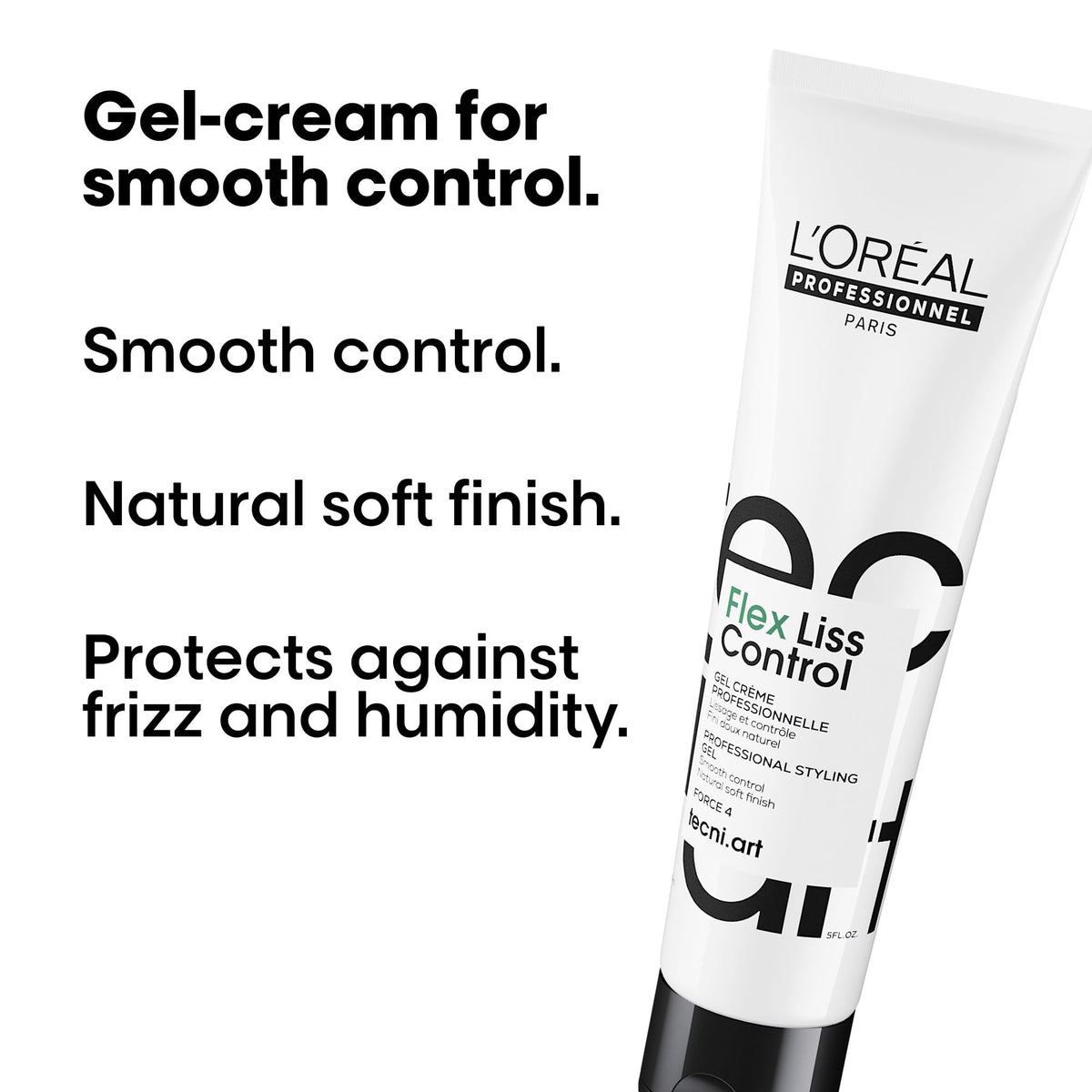 L'Oréal Professionnel Paris Liss Control tube-dispense close-up for even distribution.