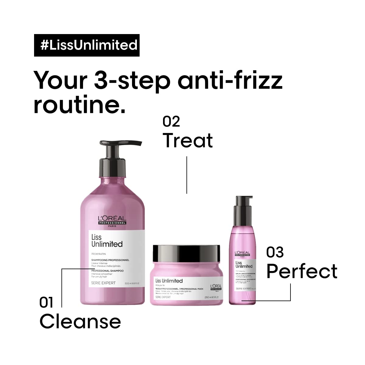 Liss Unlimited Mask applied for a soft, silky finish during styling