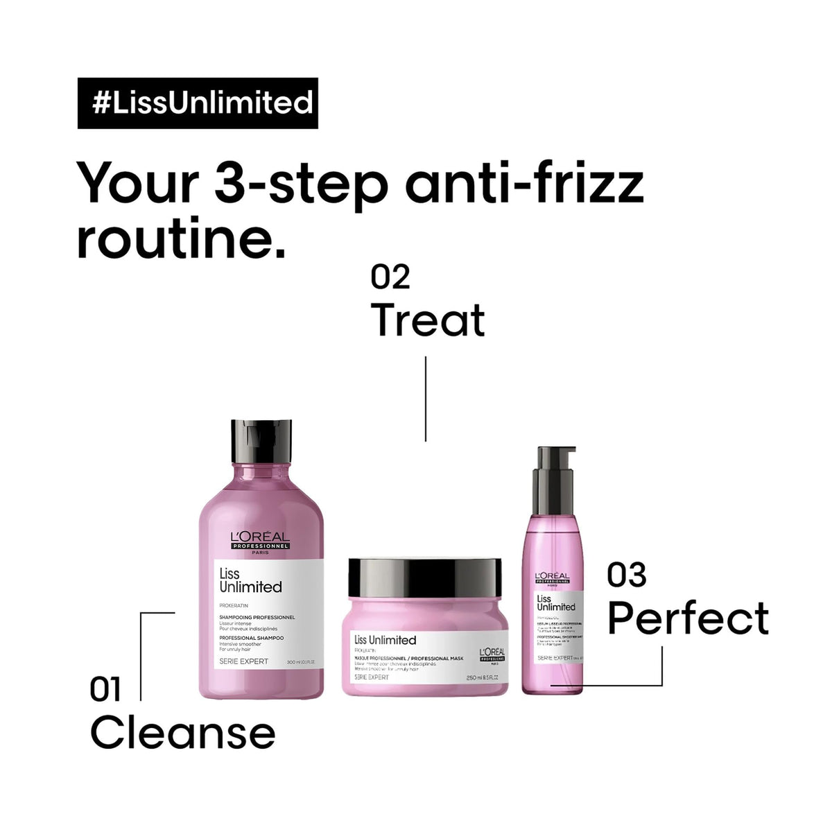 L’Oréal Professionnel Paris Liss Unlimited Shampoo frizz-control action on humid days.