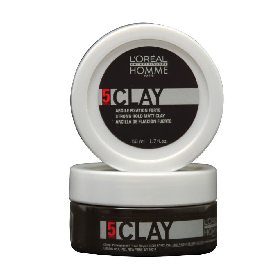 L'Oréal Professionnel Paris Styling Clay for Men with strong hold for defined styles.