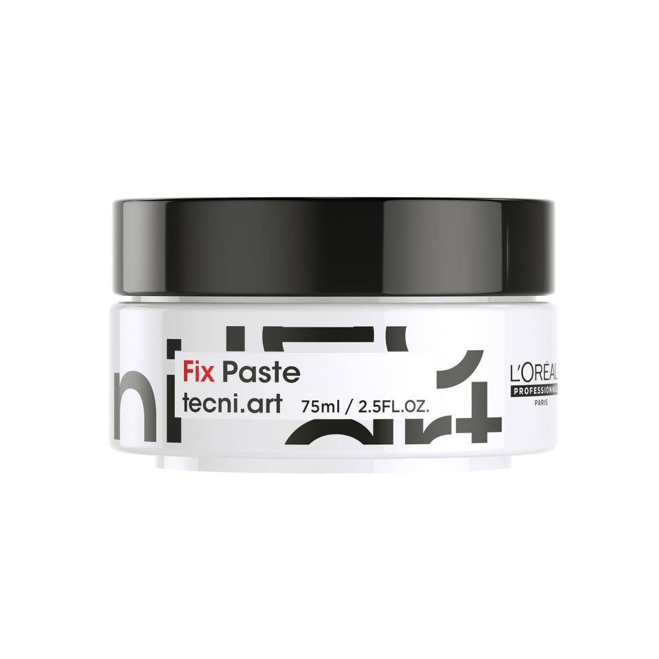 L’Oréal Professionnel Paris Styling Fix Paste packaging on shelf signals premium hold.