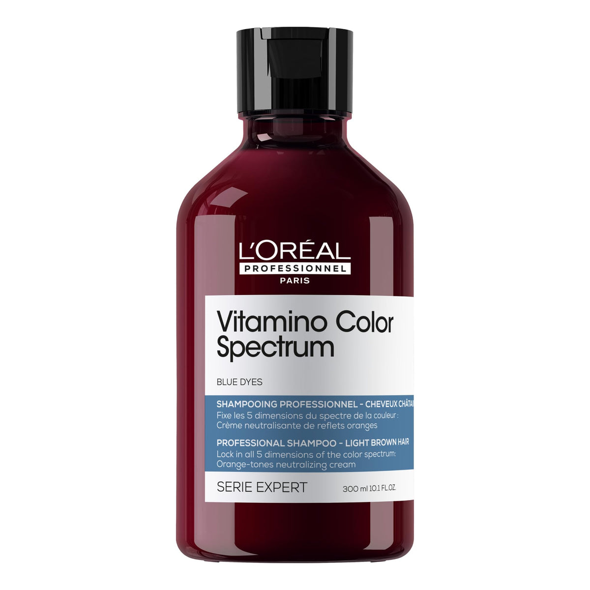 L’Oréal Professionnel Paris Vitamino Color Spectrum Blue Shampoo bottle neutralizing orange tones for color balance