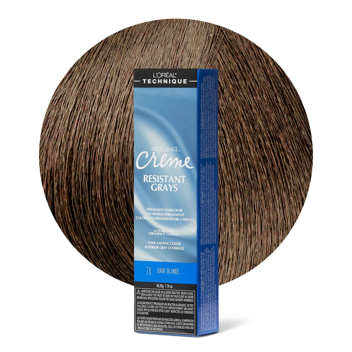 L'Oréal Technique Excellence Crème Resistant Grays box and tube for reliable gray coverage.