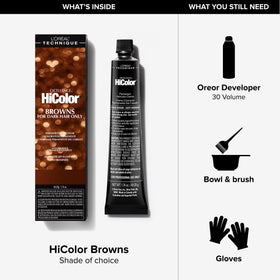 HiColor packaging box highlighting professional-grade results at home