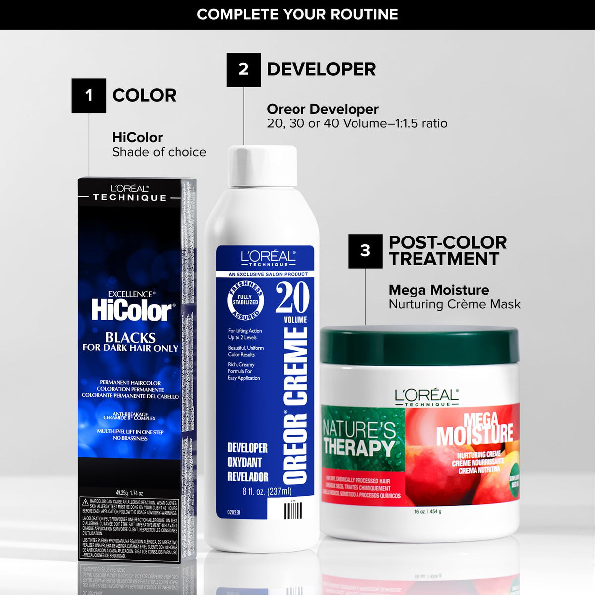 Anti-breakage ceramide-r complex protects hair during color deposit.