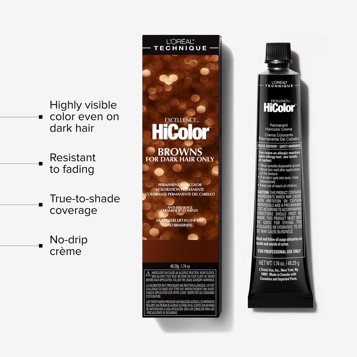 L'Oreal Technique HiColor kit lifting 3-4 levels on dark hair.