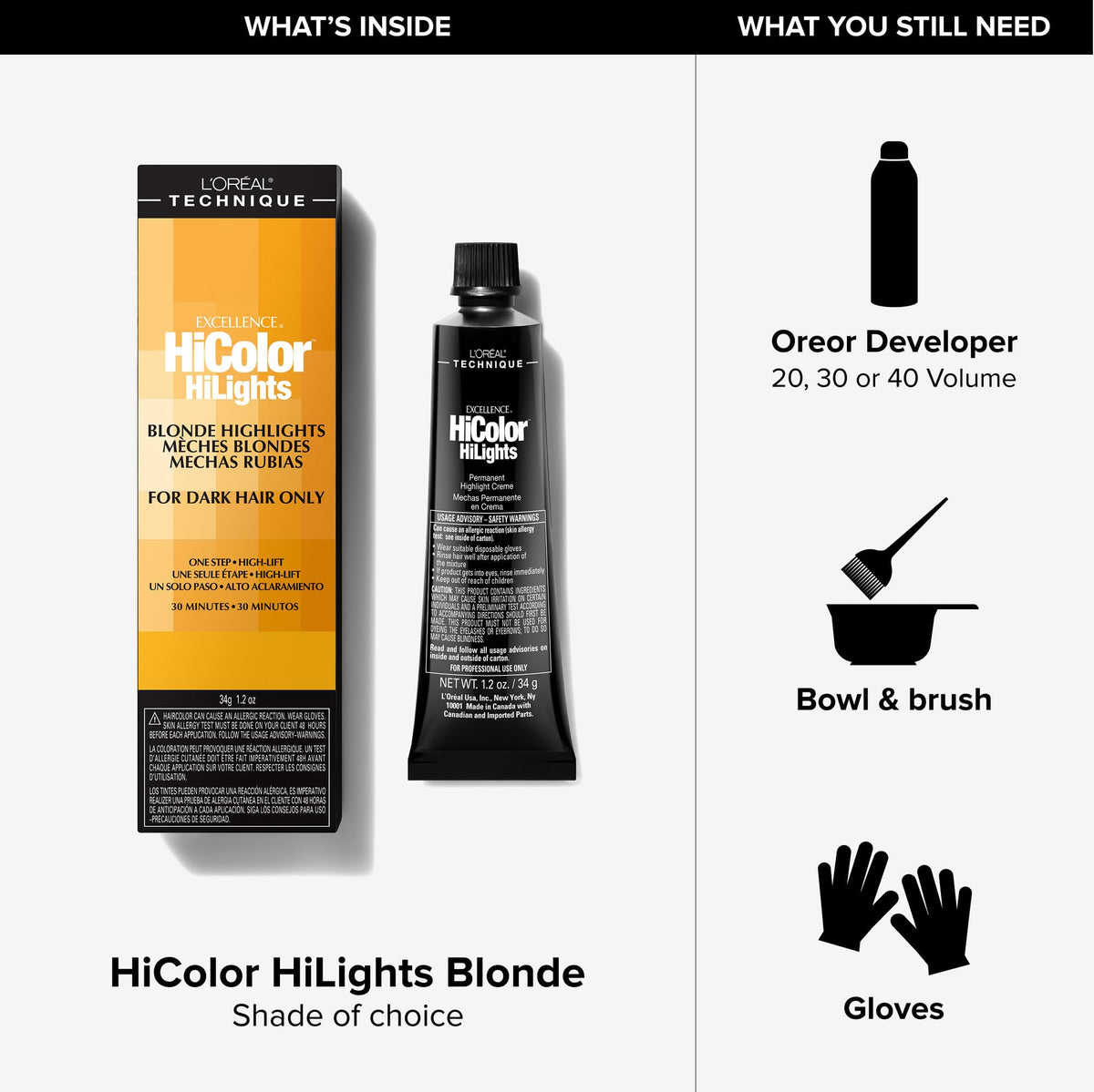 L’Oréal Technique HiColor bottle and cream during application for even coverage.
