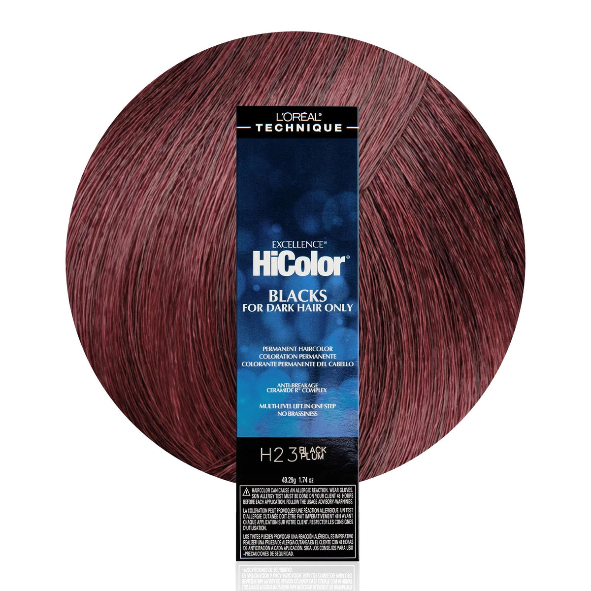 L'Oreal Technique HiColor Violet & Blacks bottle shows rich violet shade for dark bases.