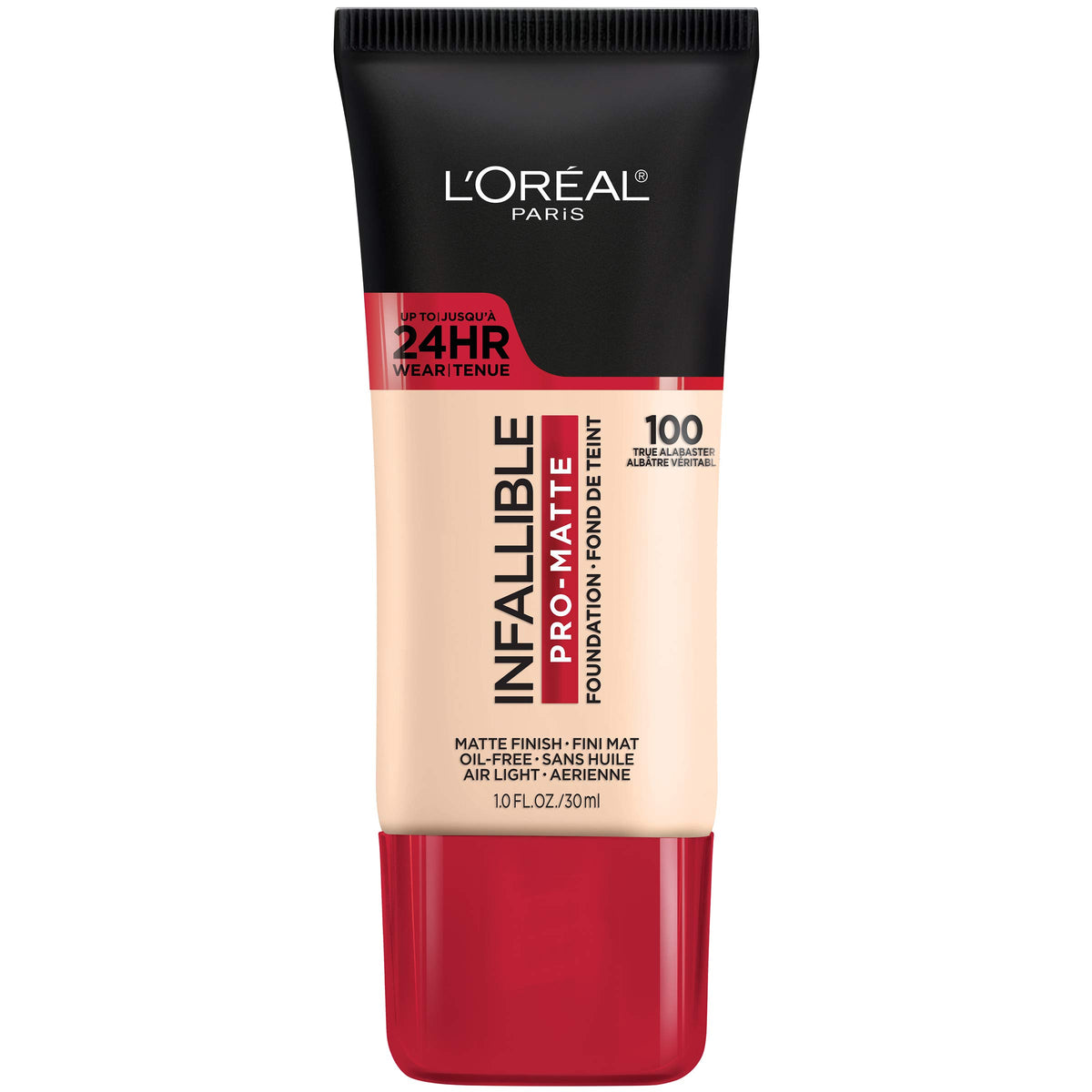 L'Oreal Paris Infallible Pro-Matte Foundation true alabaster bottle showing demi-matte finish