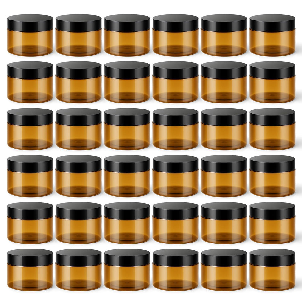 Loretoy 4 oz jars with lids in a 36-pack, ideal for organization and labeling.