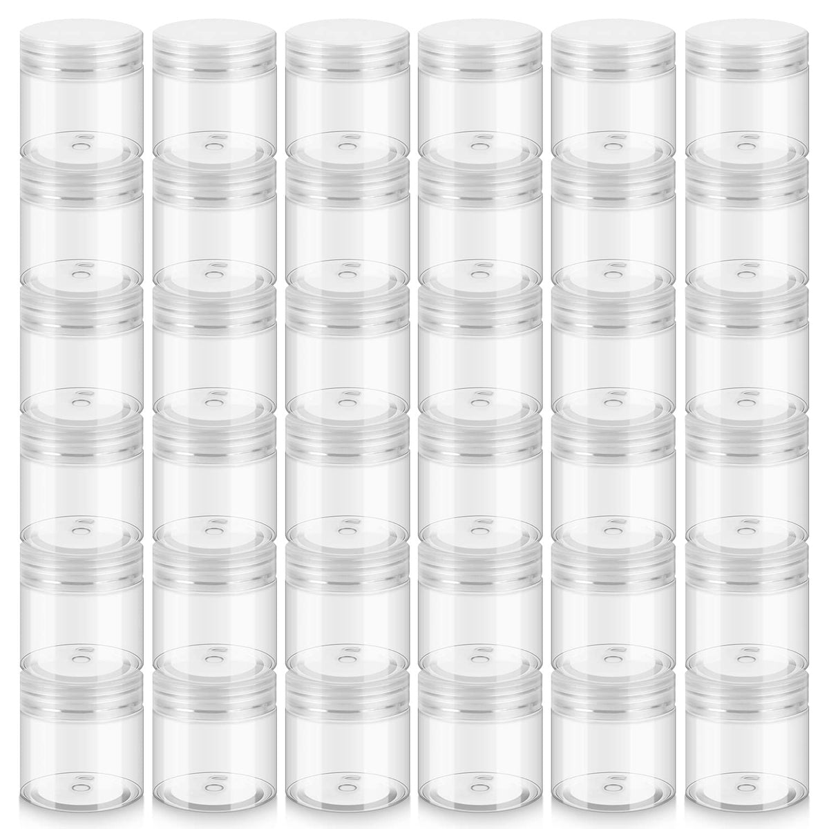 Loretoy 36-pack 2oz jars with lids for organized travel storage.