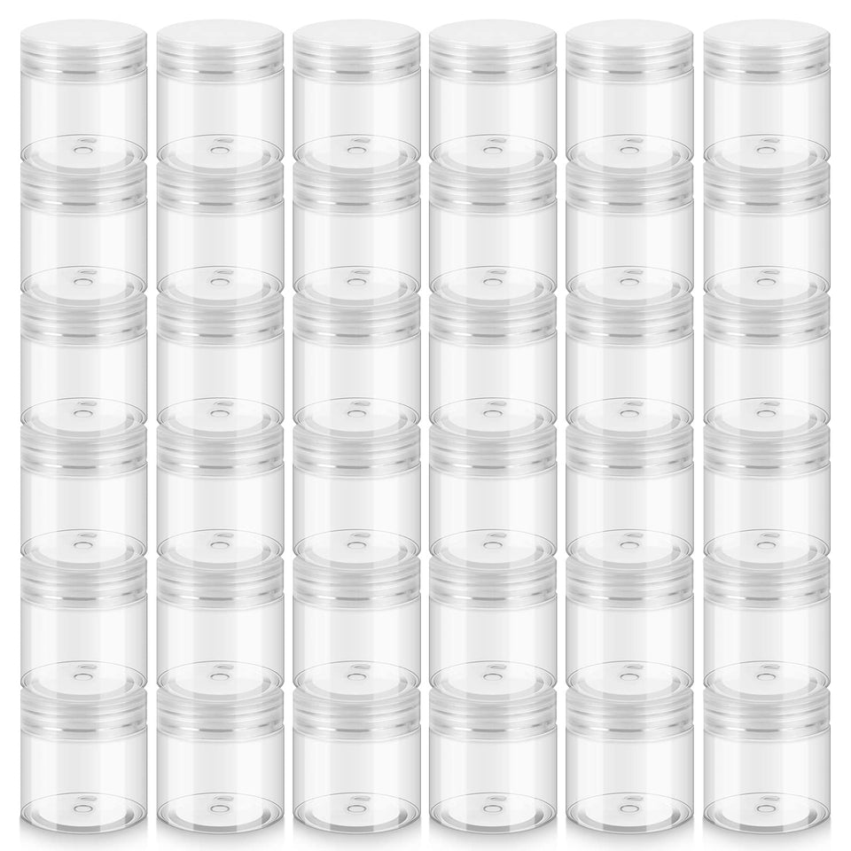 Loretoy 36-pack 2oz jars with lids for organized travel storage.