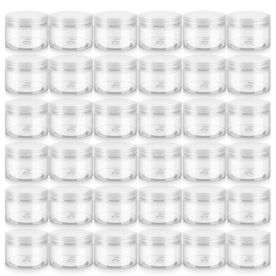 Loretoy 36-pack 4oz plastic jars set for organized cosmetics on the go