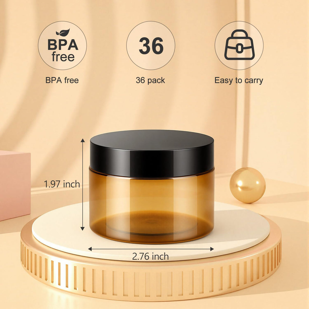 Loretoy BPA-free PET jars with screw lids for safe, reusable storage.