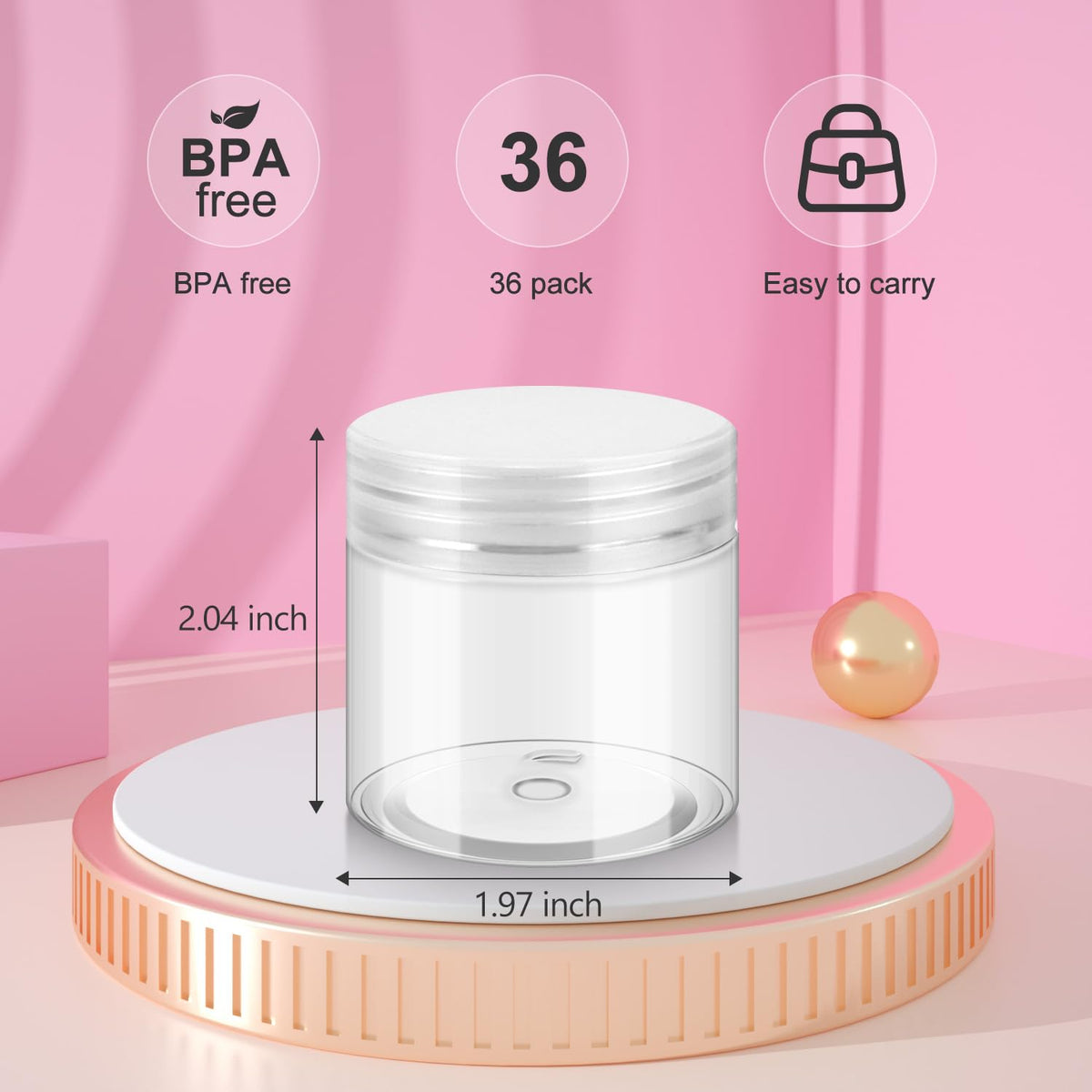 Loretoy jar with threaded lid and foam gasket prevents leaks.