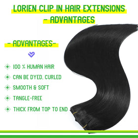 LORIEN double-weft clip-in extensions for durable, secure hold