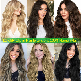 LORIEN jet-black extensions blend with natural roots for a polished look