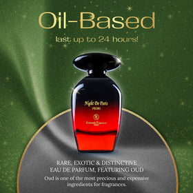 Lorientale Night De Paris Fiori amber-floral blend image highlights unisex appeal for any occasion.
