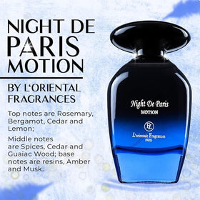 Lorientale Night De Paris in Motion base notes musk woody vanilla