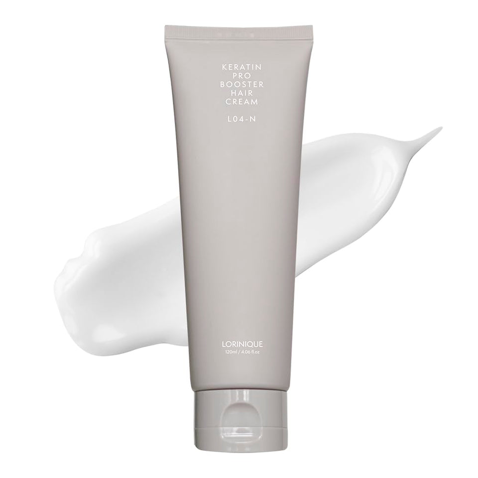 LORINIQUE Korean Keratin Leave-In bottle application for quick, deep hydration.