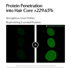 LORINIQUE Korean Keratin Leave-In camellia oil detail signaling rich nourishment.