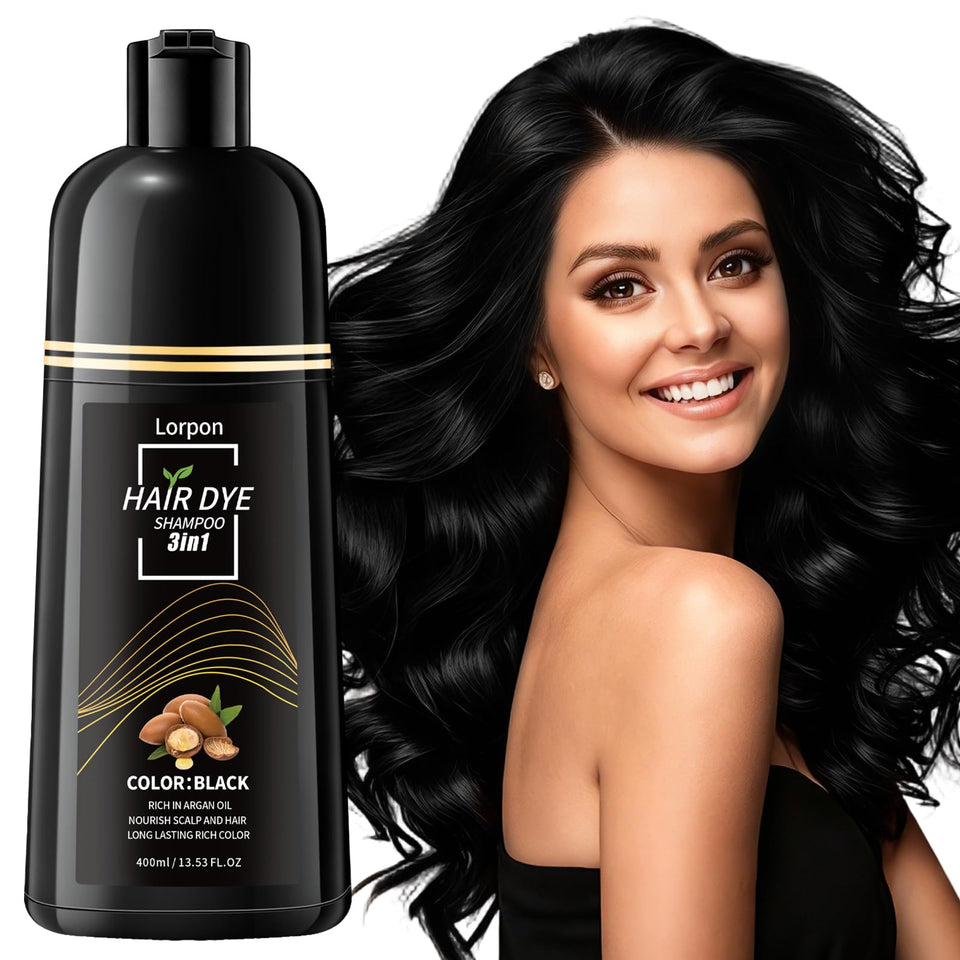 lorpon Black Hair Dye Shampoo delivers gray coverage for a natural finish
