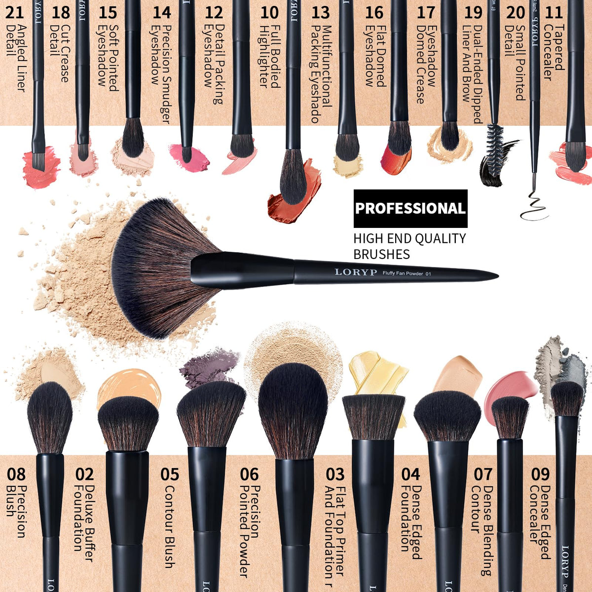 LORYP tapered concealer brush for targeted concealer blending.