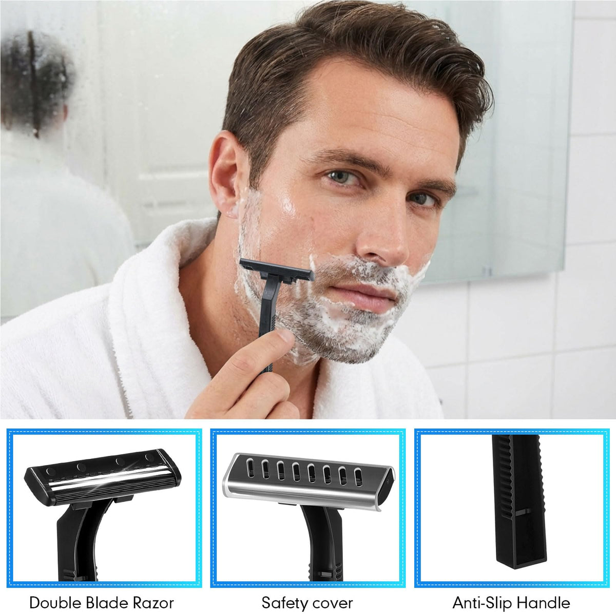 Lothee razor ergonomic handle with textured grip for control.