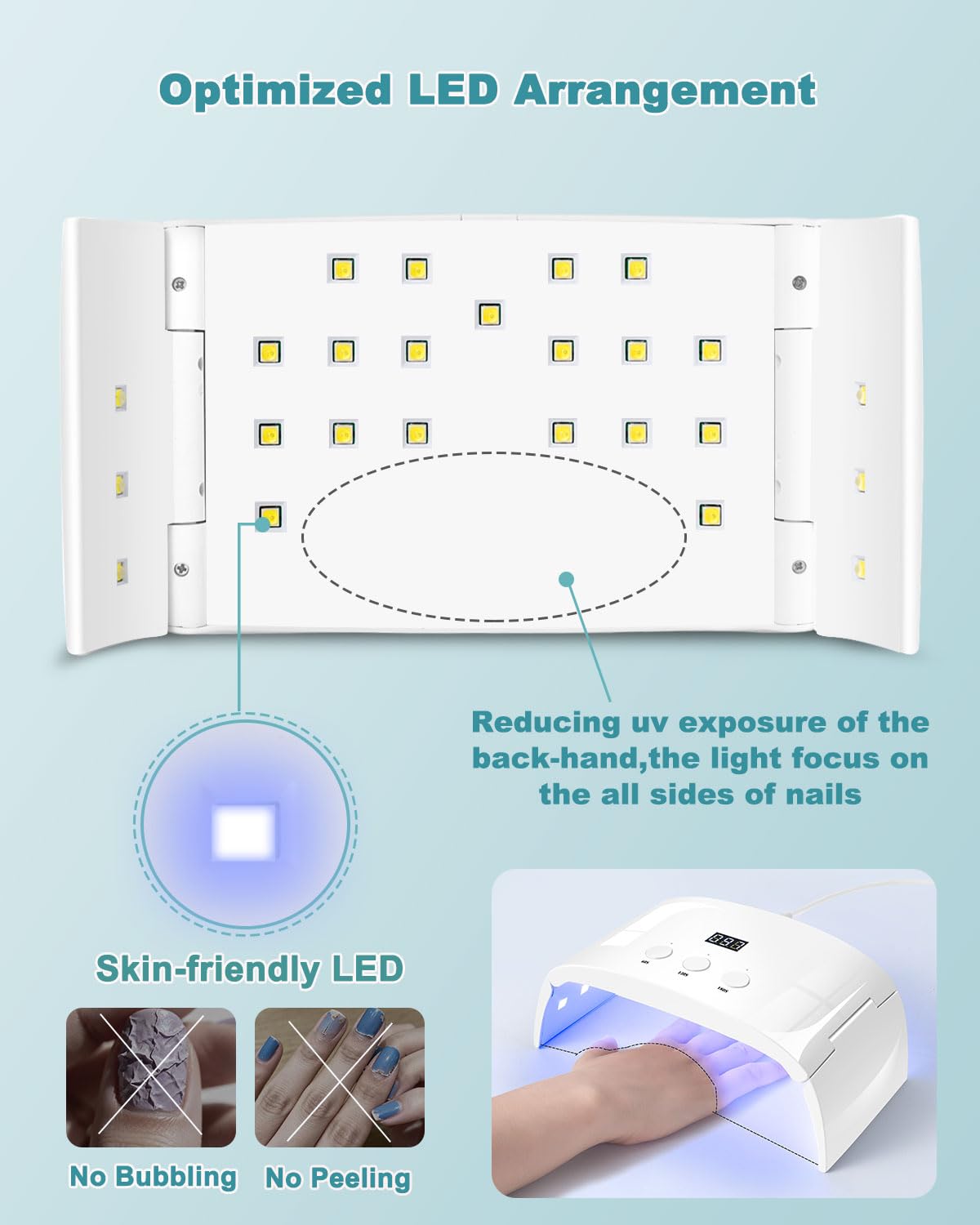 Lotifie lamp features 3 timer buttons for flexible sessions.