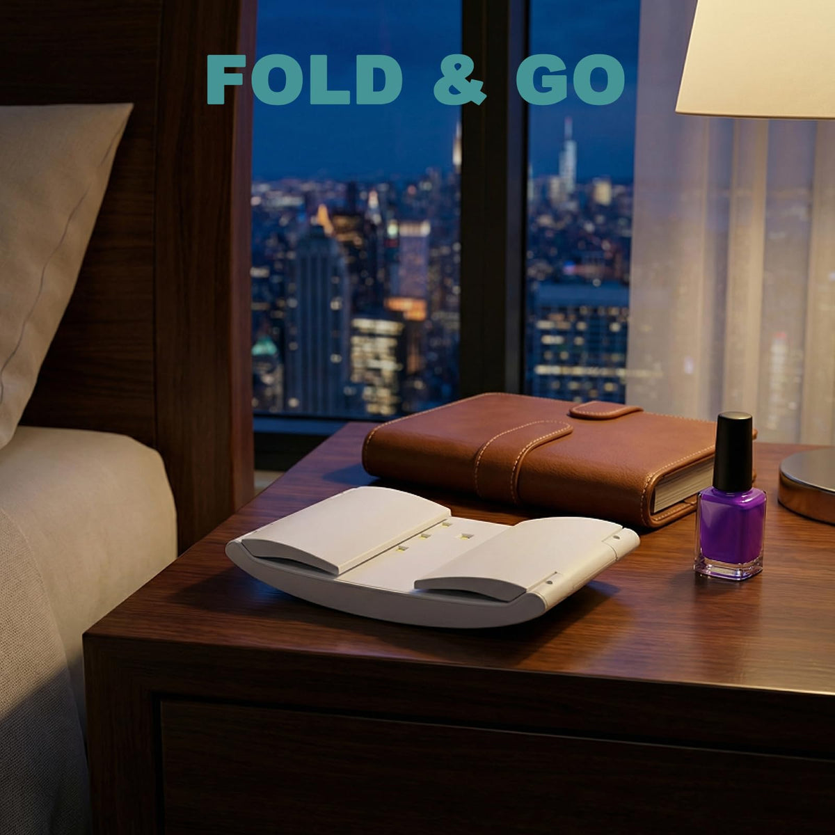 Roomy interior space of Lotifie lamp for full hand curing.