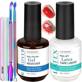 LOUINSTIC Gel Nail Polish Remover bottle shows fast removal on nails