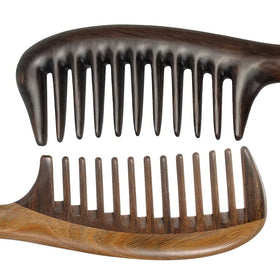 Louise Maelys black sandalwood wide-tooth comb for anti-static styling and gentle glide