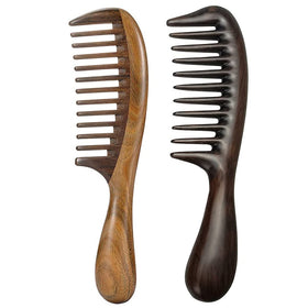 Louise Maelys green sandalwood wide-tooth comb for gentle detangling on curly hair