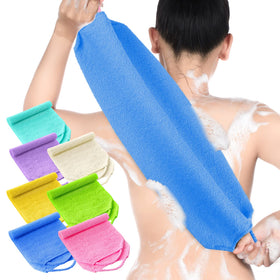Lounsweer pink-handled back scrubber for easy reach and refreshing exfoliation during showers.