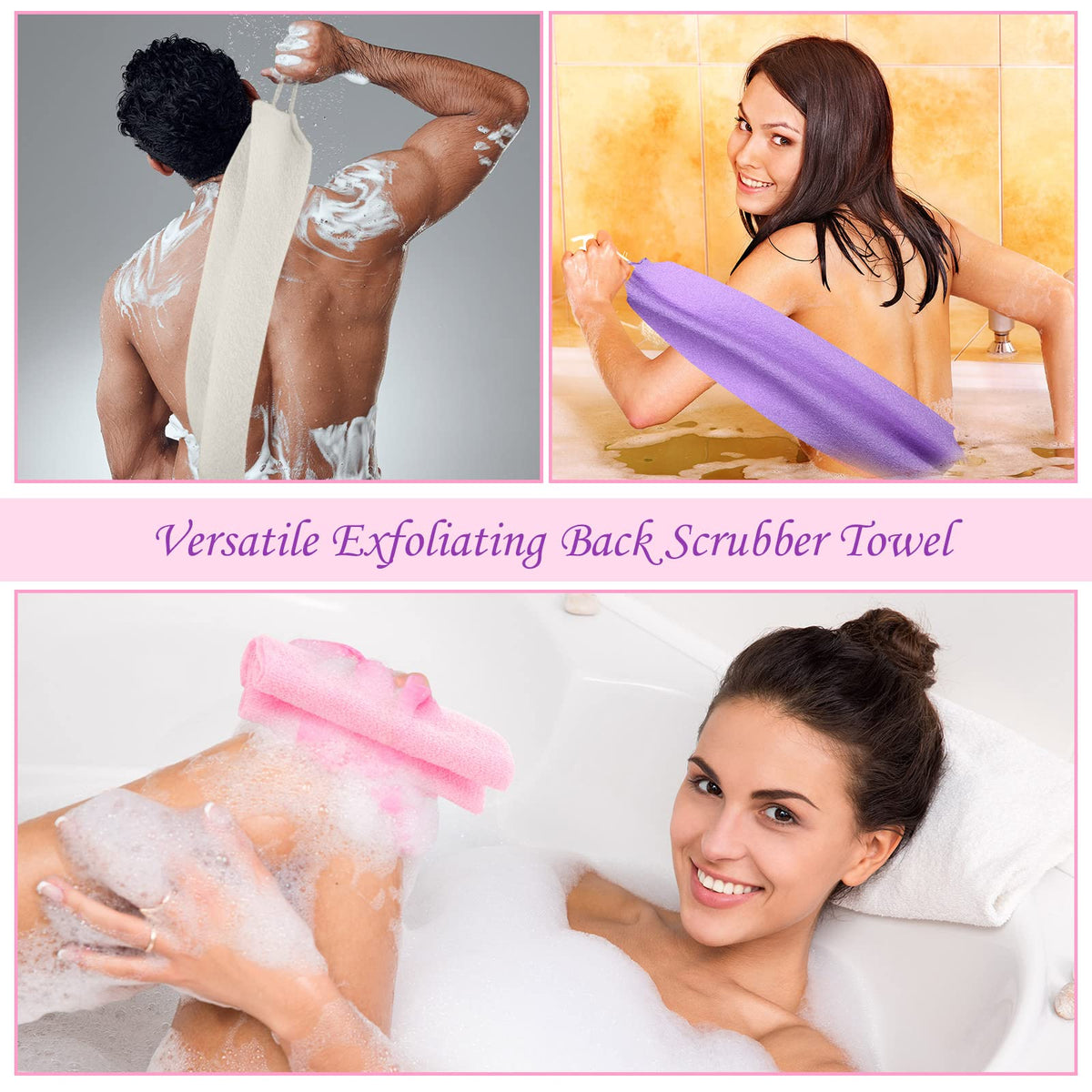 Lounsweer sky-blue back scrubber with handles suits entire body cleansing and refreshing massage.