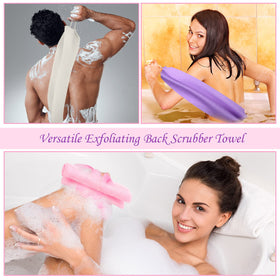 Lounsweer sky-blue back scrubber with handles suits entire body cleansing and refreshing massage.